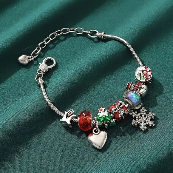 Christmas Bracelet with Sparkling Rhinestones with Adjustable Clasp. - Picture 2 of 6